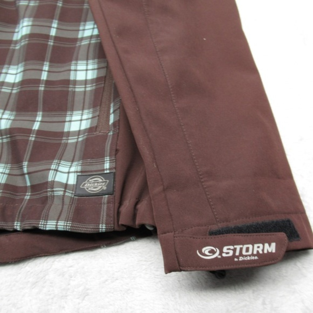 Dickies Storm Jacket Women 2XL Brown Plaid Hooded Full Zip Fleece Line Softshell - Picture 8 of 15